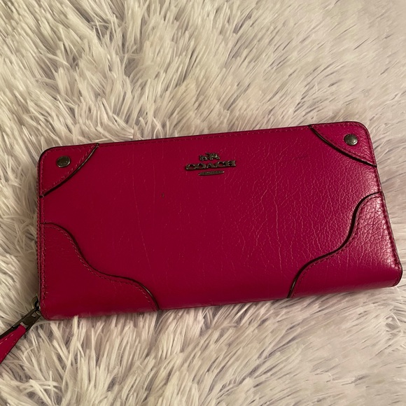 Coach Handbags - Authentic Coach Zipped Around Wallet in Hot Pink❤️